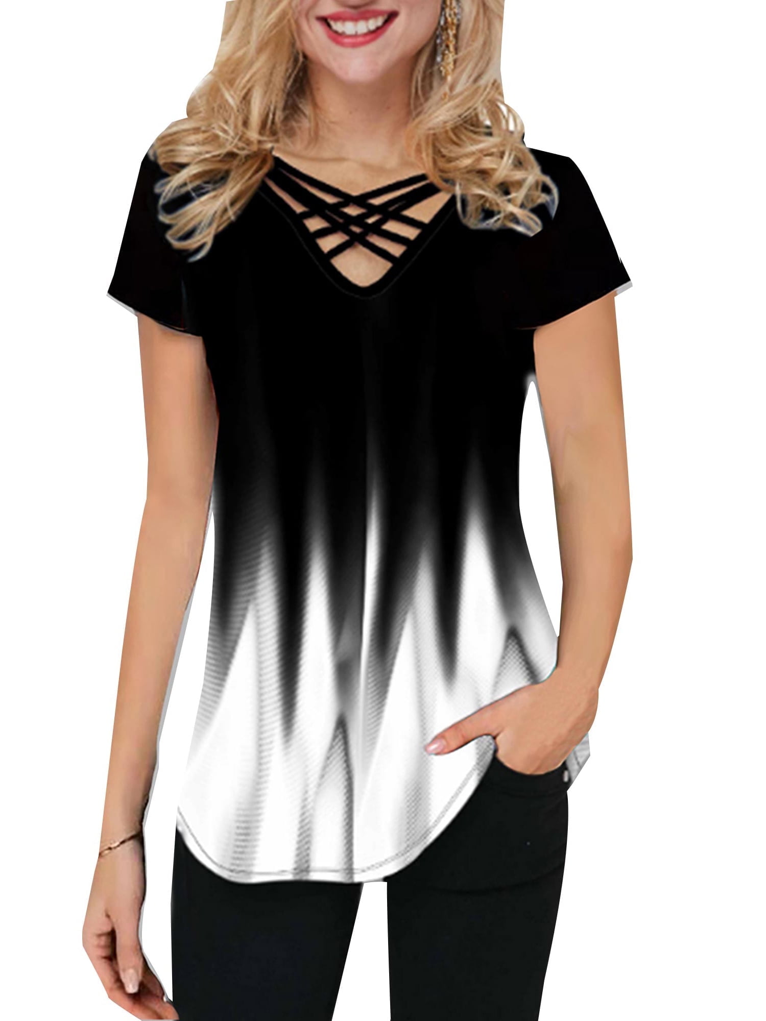 Gradient V-neck summer blouse for women | Layla