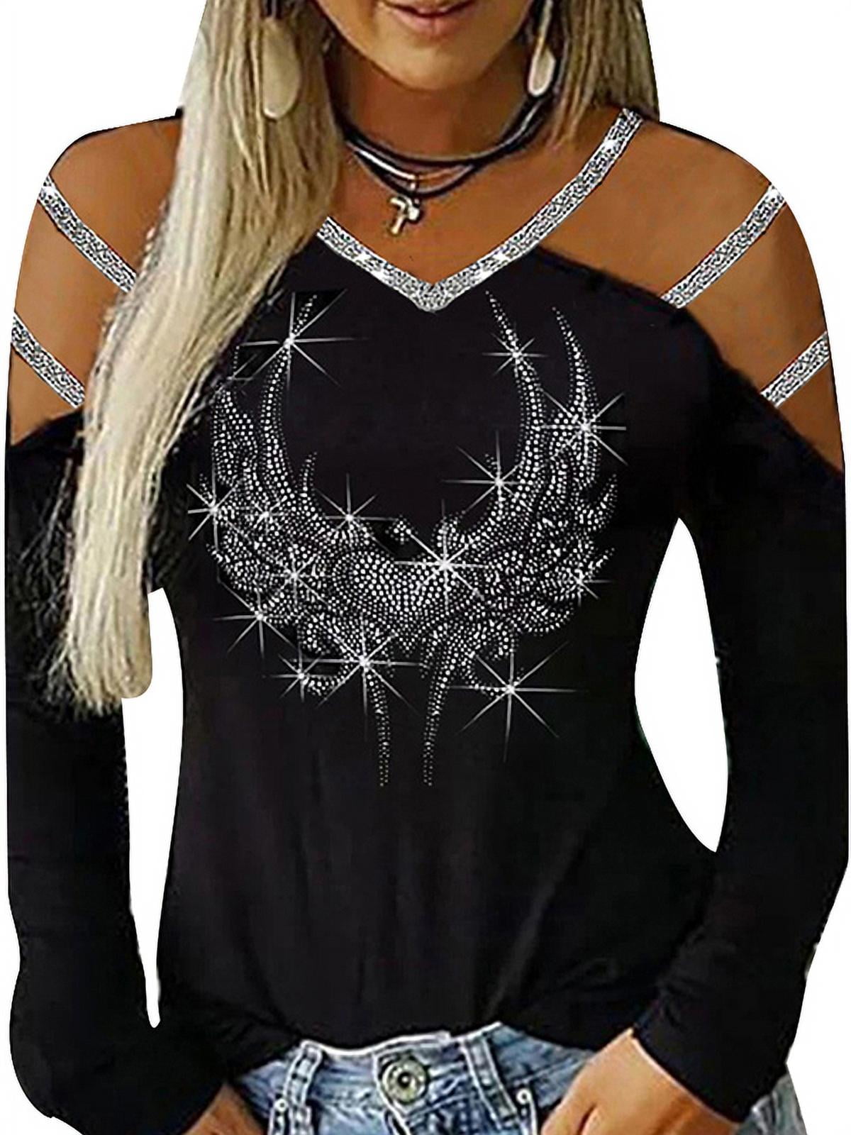 Cold-Shoulder Rhinestone Top