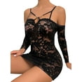 thumbnail image 1 of Julycc Womens Cold Shoulder Nightdress Babydoll Lace Lingerie Long Sleeve Strappy Sleepwear Pjs, 1 of 4