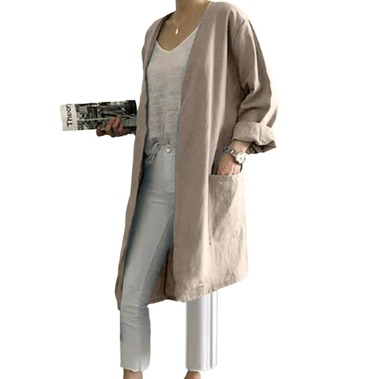 Linen-Blend Duster Cardigan