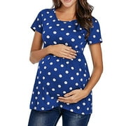 Julycc Womens Floral Printed Short Sleeve T Shirt Plus Size Maternity Blouse Tops