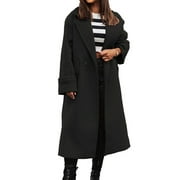 Julycc Womens Lapel Wool Pea Coat Trench Jacket Long Overcoat Parka Outwear