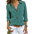 thumbnail image 1 of Julycc Womens Long Sleeve Blouse Tops V Neck Button Down Shirt, 1 of 2