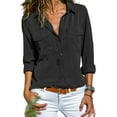 thumbnail image 1 of Julycc Womens Long Sleeve Blouse Tops V Neck Button Down Shirt, 1 of 2