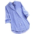 thumbnail image 1 of Julycc Womens Long Sleeve Plaid Check Print Tunic Shirt Tops Plus Size, 1 of 3