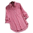 thumbnail image 1 of Julycc Womens Long Sleeve Plaid Check Print Tunic Shirt Tops Plus Size, 1 of 4