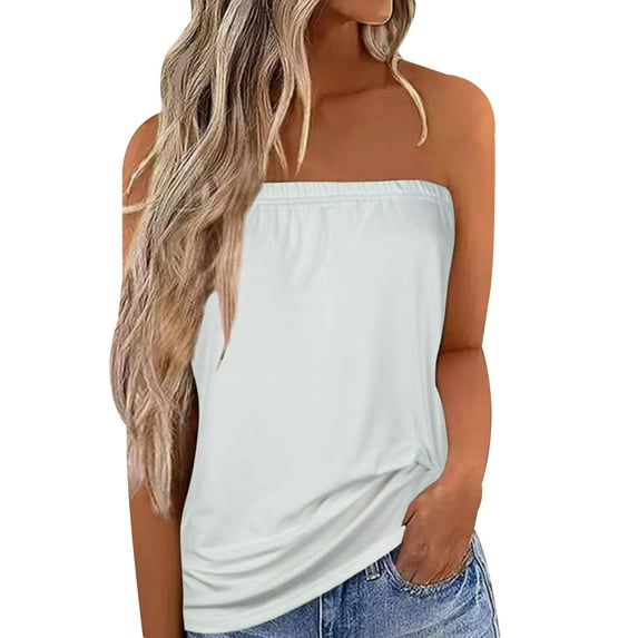 Julycc Womens Off Shoulder Strapless Bandeau Boob Tube Tops Summer Blouse T Shirt