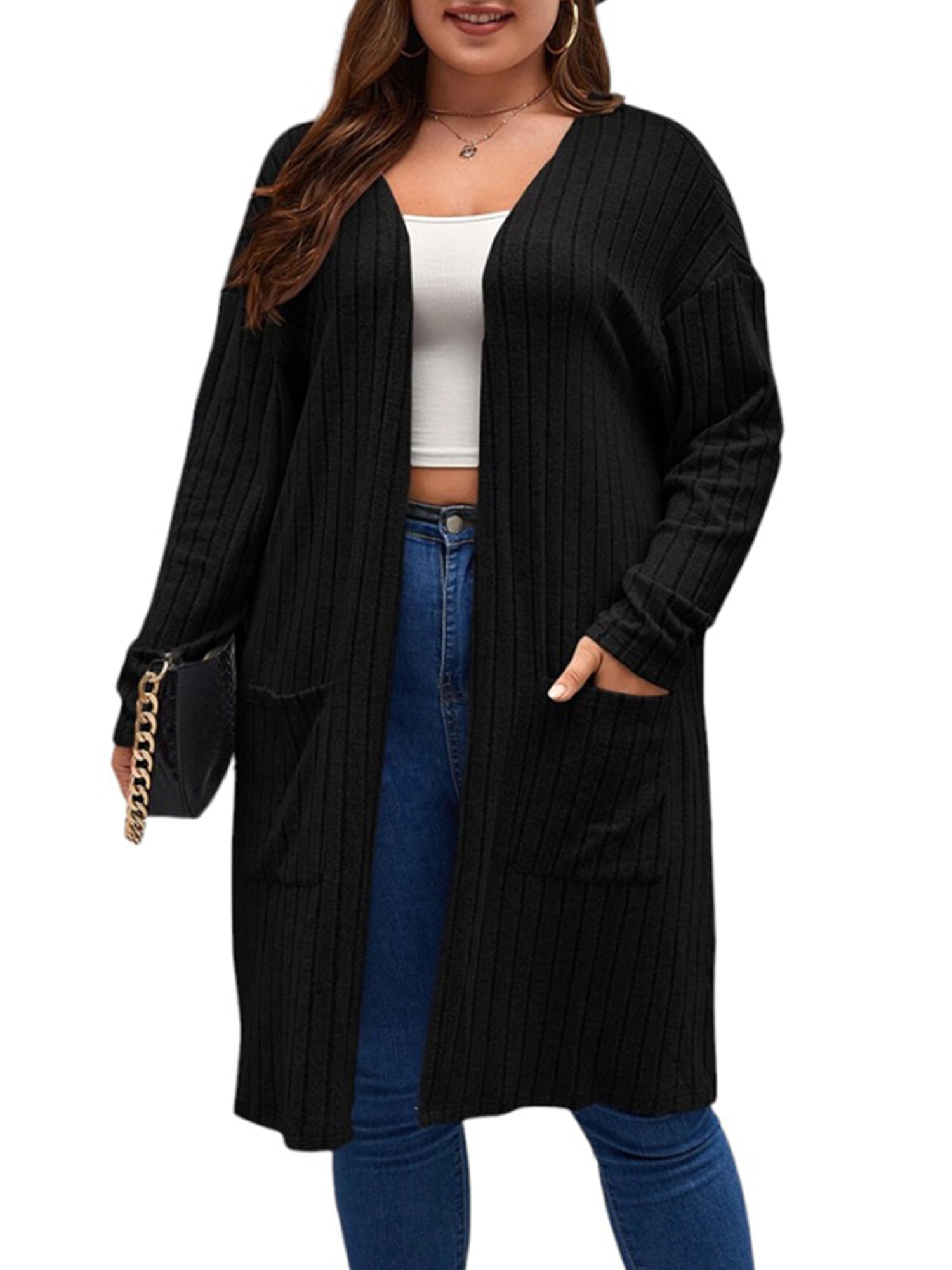 Plus Size Open-Front Cardigan Sweater