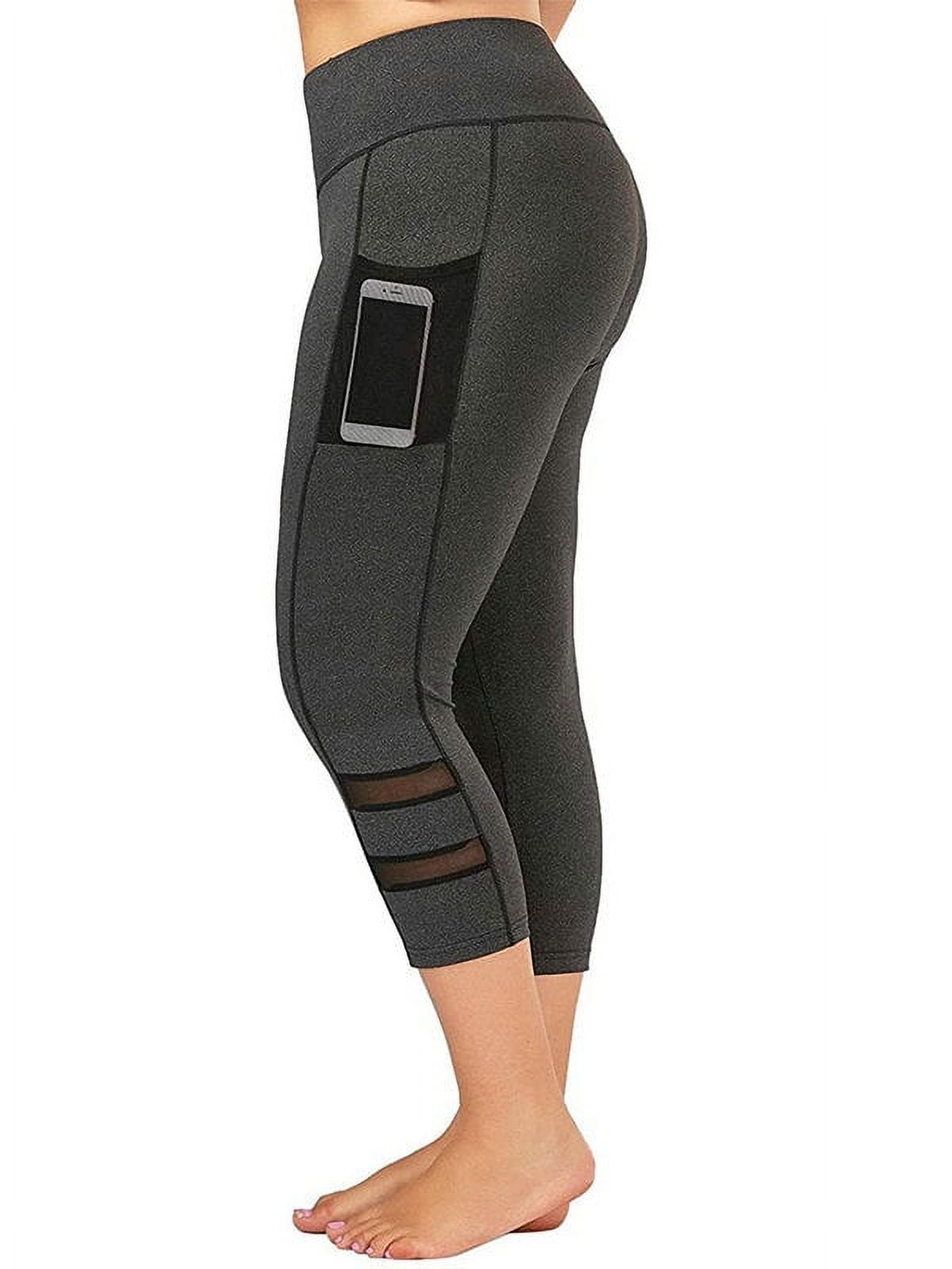 Julycc Womens Stretch Compression Capri Pants Plus Size Pockets Sport Yoga  Leggings
