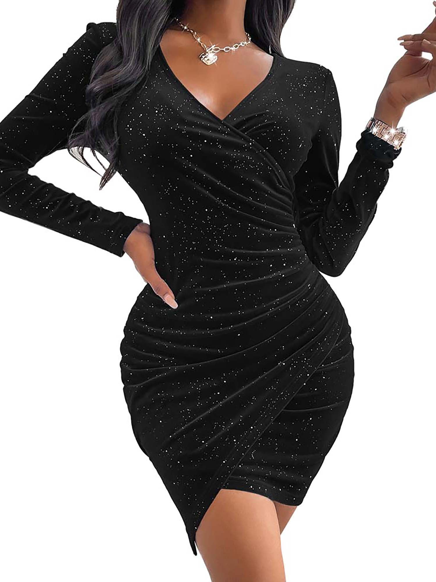 Deep V-Neck Long-Sleeve Backless Bodycon Mini Dress Party Club Wear  Esg16277 - China Dress and Mini Dress price