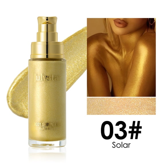 Julystar 4 Shade Pearlescent Highlighter Oil, Hydrating Non-Sticky Liquid Glow for Long Skin Radiance