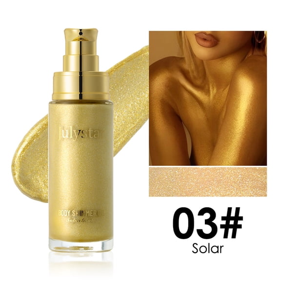 Julystar 4 Shade Pearlescent Highlighter Oil, Hydrating Non-Sticky Liquid Glow for Long Skin Radiance