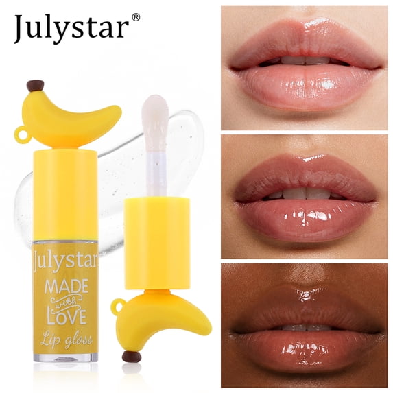 Julystar Banana Lip Oil, Clear Moisturizing Lip Gloss, Non-Sticky Plumping Lip Oil for Dry Lips, High Shine Lip Care for All Skin Tones