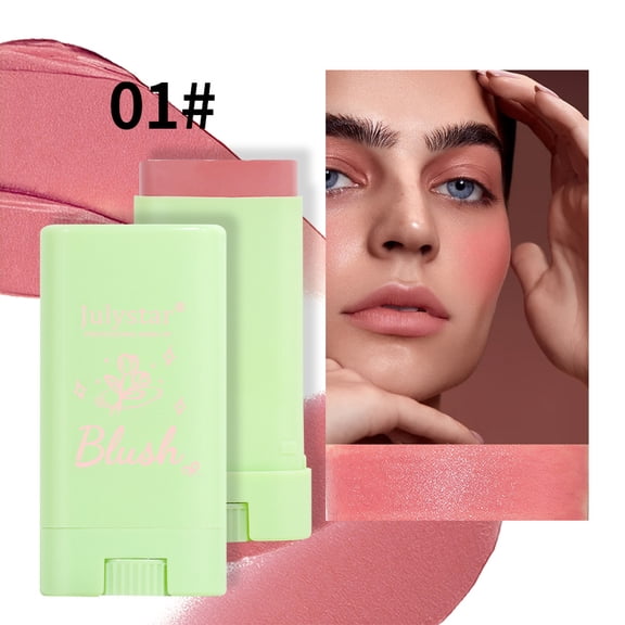 Julystar Cream Blush Stick, 3 Shades Mousse Matte Blush Balm, Multi-Use Blush for Cheeks Lips Eyes, Buildable Natural Flush Contour Highlighter Stick