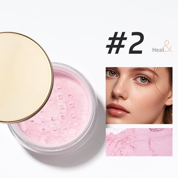 Julystar Diamond Shimmer Setting Powder, soft-focus glow finish, sets makeup, controls oil, and conceals, perfect for everyday and convenient commuting