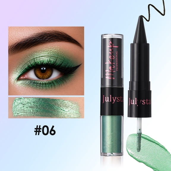 Julystar Dual Ended Liquid Eyeshadow & Eyeliner, Shimmer Metallic Glitter Eye Makeup, Long Lasting Non-Crease Multifunctional Liquid Eye Shadow for Daily & Party
