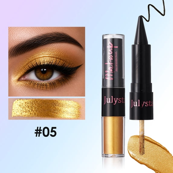 Julystar Dual Ended Liquid Eyeshadow & Eyeliner, Shimmer Metallic Glitter Eye Makeup, Long Lasting Non-Crease Multifunctional Liquid Eye Shadow for Daily & Party
