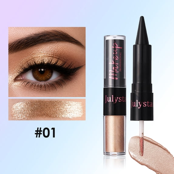 Julystar Dual Ended Liquid Eyeshadow & Eyeliner, Shimmer Metallic Glitter Eye Makeup, Long Lasting Non-Crease Multifunctional Liquid Eye Shadow for Daily & Party