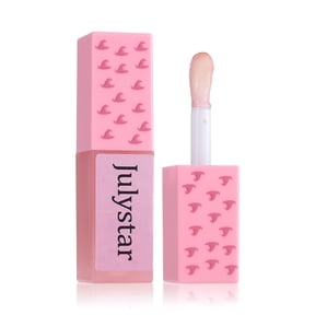 Julystar Embossed Pink Cap Clear Lip Gloss, Ultra Hydrating Jelly Lip Gloss, Creates Plump Shiny Lips Without Sticky Texture
