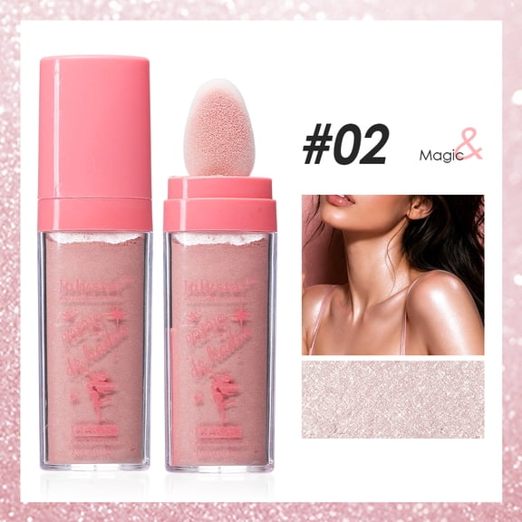 Julystar Fairy Sparkle Highlight Pat Powder #P02 – Rose Gold Glow for Face & Body, 6g