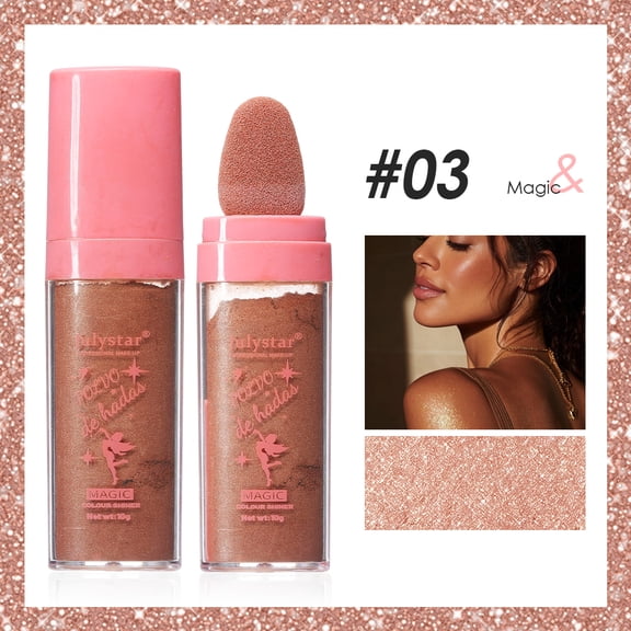 Julystar Fairy Sparkle Highlight Pat Powder #P03 – Champagne Glow for Face & Body, 6g