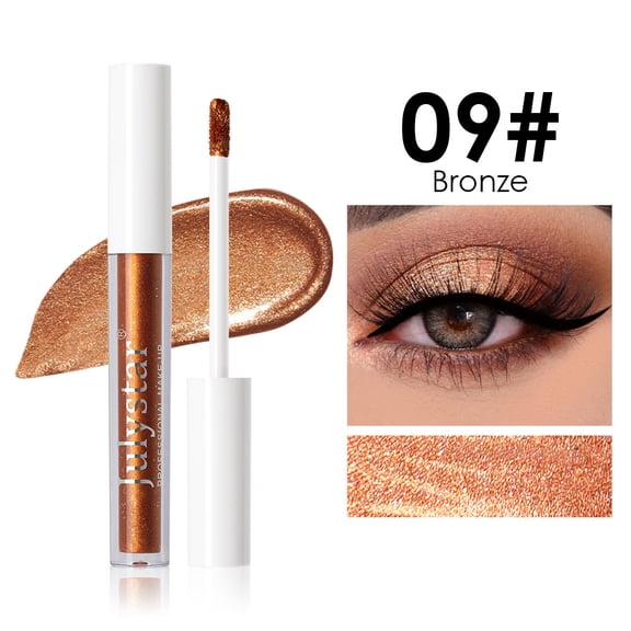 Julystar Metallic Glitter Liquid Eyeshadow, Waterproof, Long-Lasting, High-Pigment Pearlescent Eye Makeup in Various Shades, Suitable for Halloween and Stage Makeup
