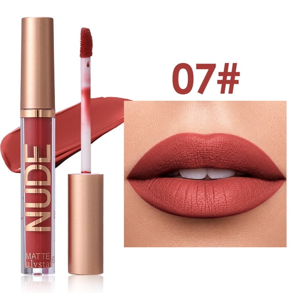 Julystar Nude Matte Liquid Lip Gloss, 10 Shades Velvet Non-Drying Lip Tint, Waterproof Transfer-Proof Long Lasting Non-Stick Cup Lipstick for Daily & Party