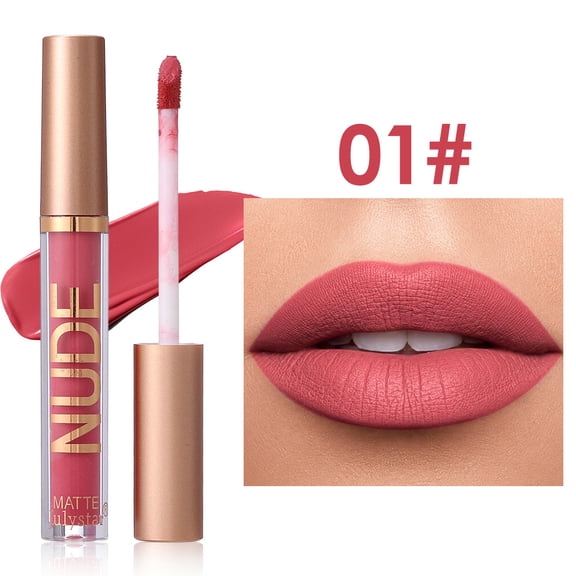 Julystar Nude Matte Liquid Lip Gloss, 10 Shades Velvet Non-Drying Lip Tint, Waterproof Transfer-Proof Long Lasting Non-Stick Cup Lipstick for Daily & Party