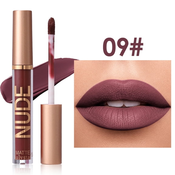 Julystar Nude Matte Liquid Lipstick, Dark Cherry Red Waterproof Long Lasting Lip Gloss, Non-Stick Cup High Pigment Velvet Lip Makeup