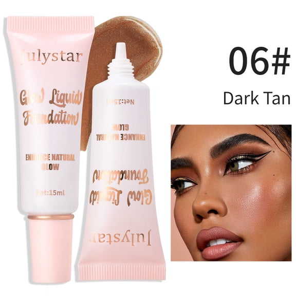 Julystar Pearlescent Glow Liquid Foundation, Waterproof Sweatproof Brightening Concealer Highlighter for Face & Body, Builds Natural 3D Radiant Skin for Daily Event Use