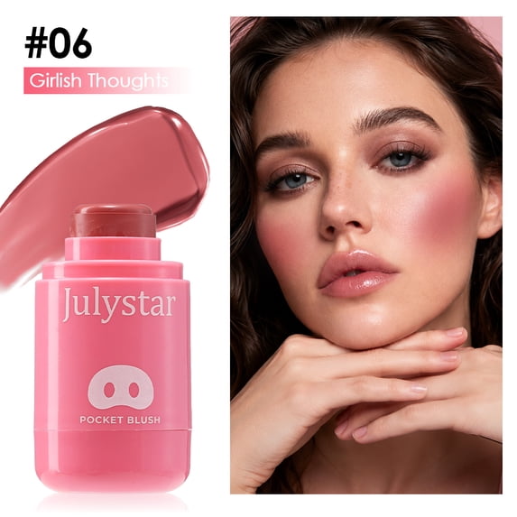 Julystar Pocket Blush Stick, 8 Colors Cream Blush for Cheeks Lips Eyes, Long-Lasting Buildable Multi-Use Makeup Stick, Portable Blendable Blush for All Skin Tones