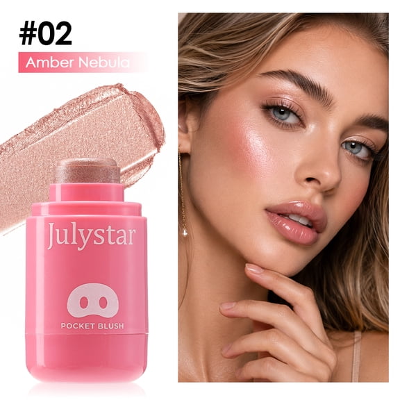 Julystar Pocket Blush Stick, 8 Colors Cream Blush for Cheeks Lips Eyes, Long-Lasting Buildable Multi-Use Makeup Stick, Portable Blendable Blush for All Skin Tones