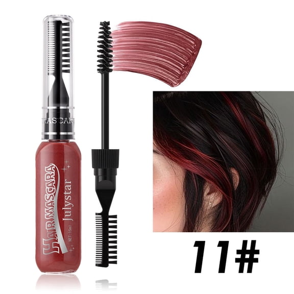 Julystar Portable Hair Highlight Mascara with Built-in Comb, Easy Washable Temporary Dye, Vivid Full Streaks for Daily & Themed Event Styling