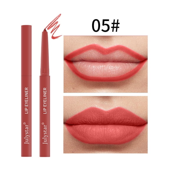 Julystar Retractable Matte Lip Liner, Waterproof Sweat Resistant Non-Fade Lip Definer, Multi Shades for Full Lip Outlines, Portable Lip Shaping Makeup for Women Daily Party Travel Looks