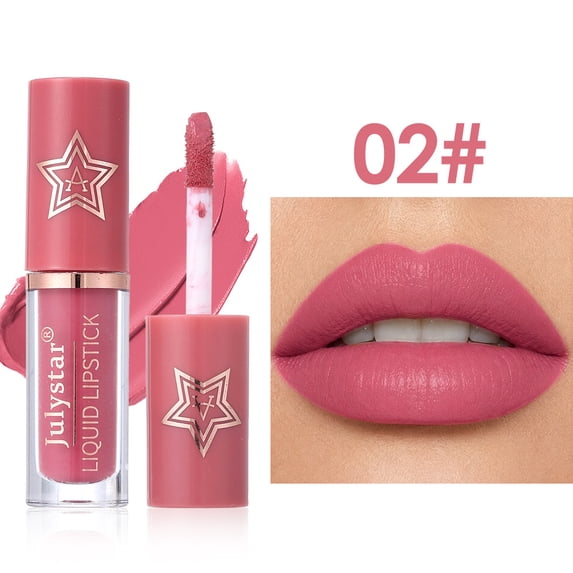 Julystar Star Velvet Matte Liquid Lipstick, 10 neutral warm shades, non-sticky, non-drying, moisturizing lip gloss perfect for everyday, dates, parties, and travel