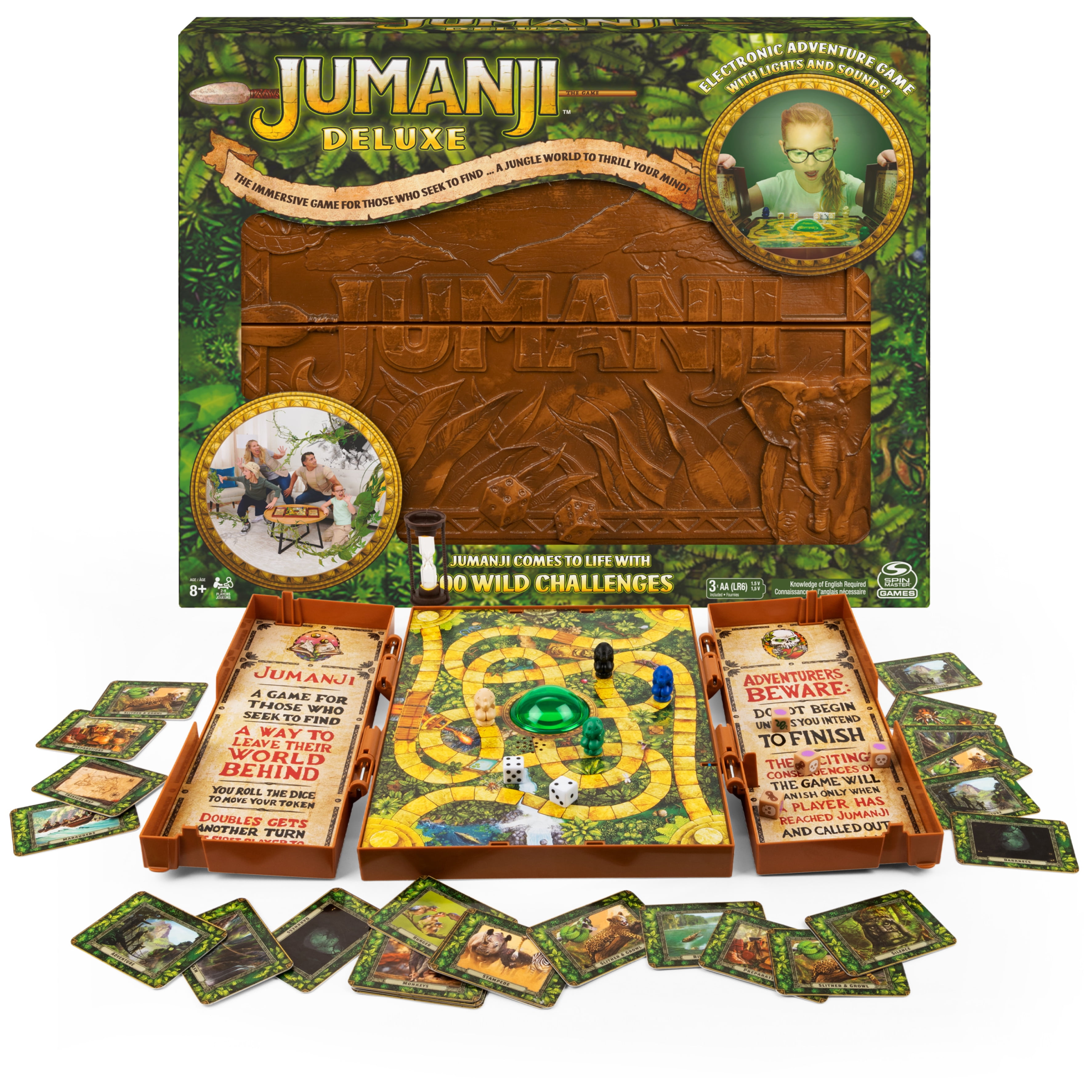 Jumanji Deluxe Game, Immersive Electronic Version of The Classic Adventure  Movie Board Game, with Lights and Sounds, for Kids & Adults Ages 8 and up