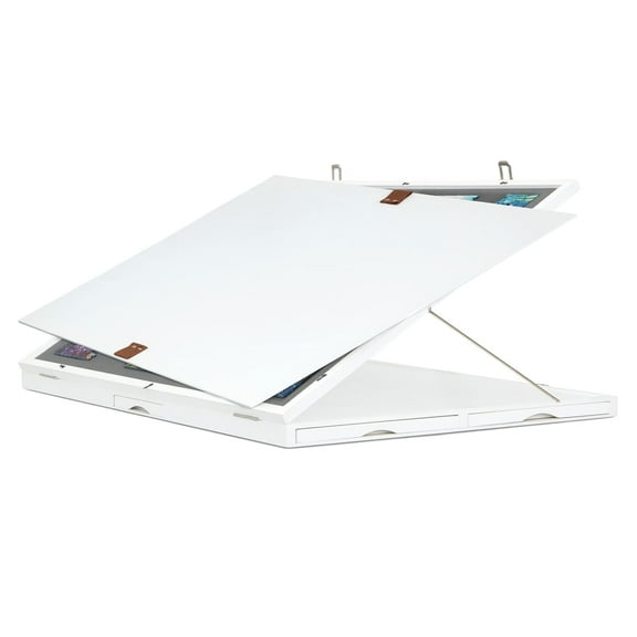 Jumbl Puzzle Board - 23x31" Tilting Table with Drawers - White