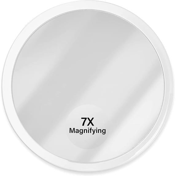 Jumbl 7X Magnifying Round Glass Makeup Mirror with Suction Cup