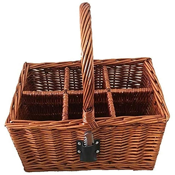 JUMBL Gift Basket with Wicker Tote for 6 Bottles of Wine Champagne Beverage