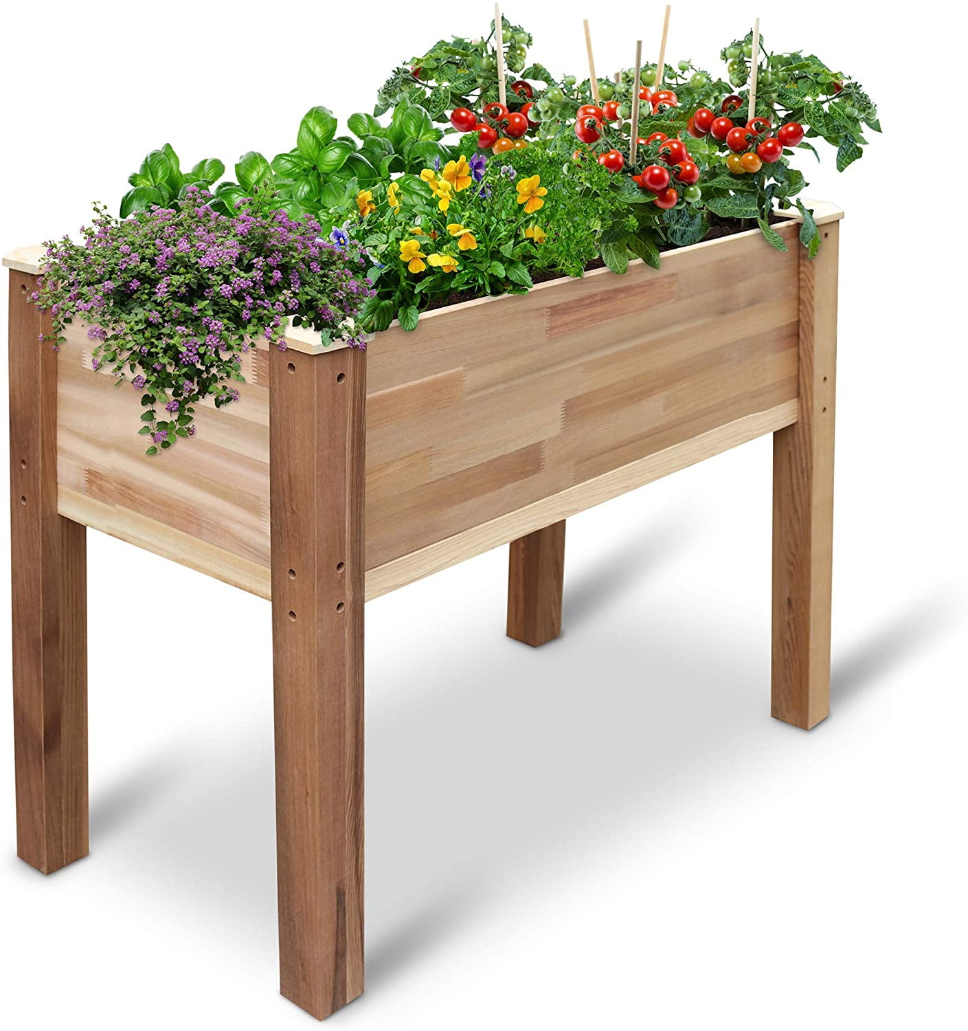 Elevated Cedar Wood Raised Garden Bed Planter Box
