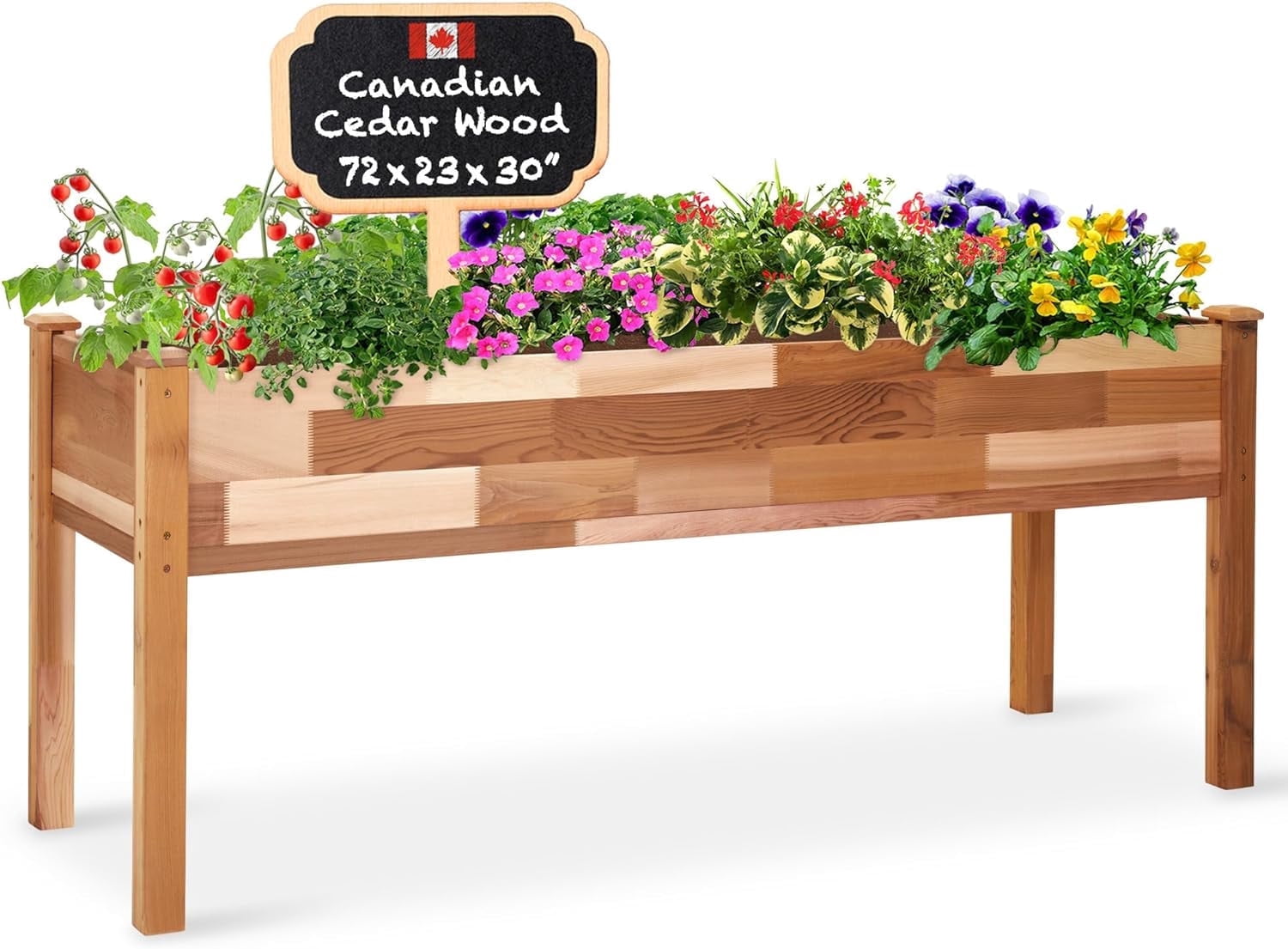 Jumbl Raised Garden Bed, 72 x 23 x 30 in, Canadian Cedar Wood Herb Garden Planter with Legs