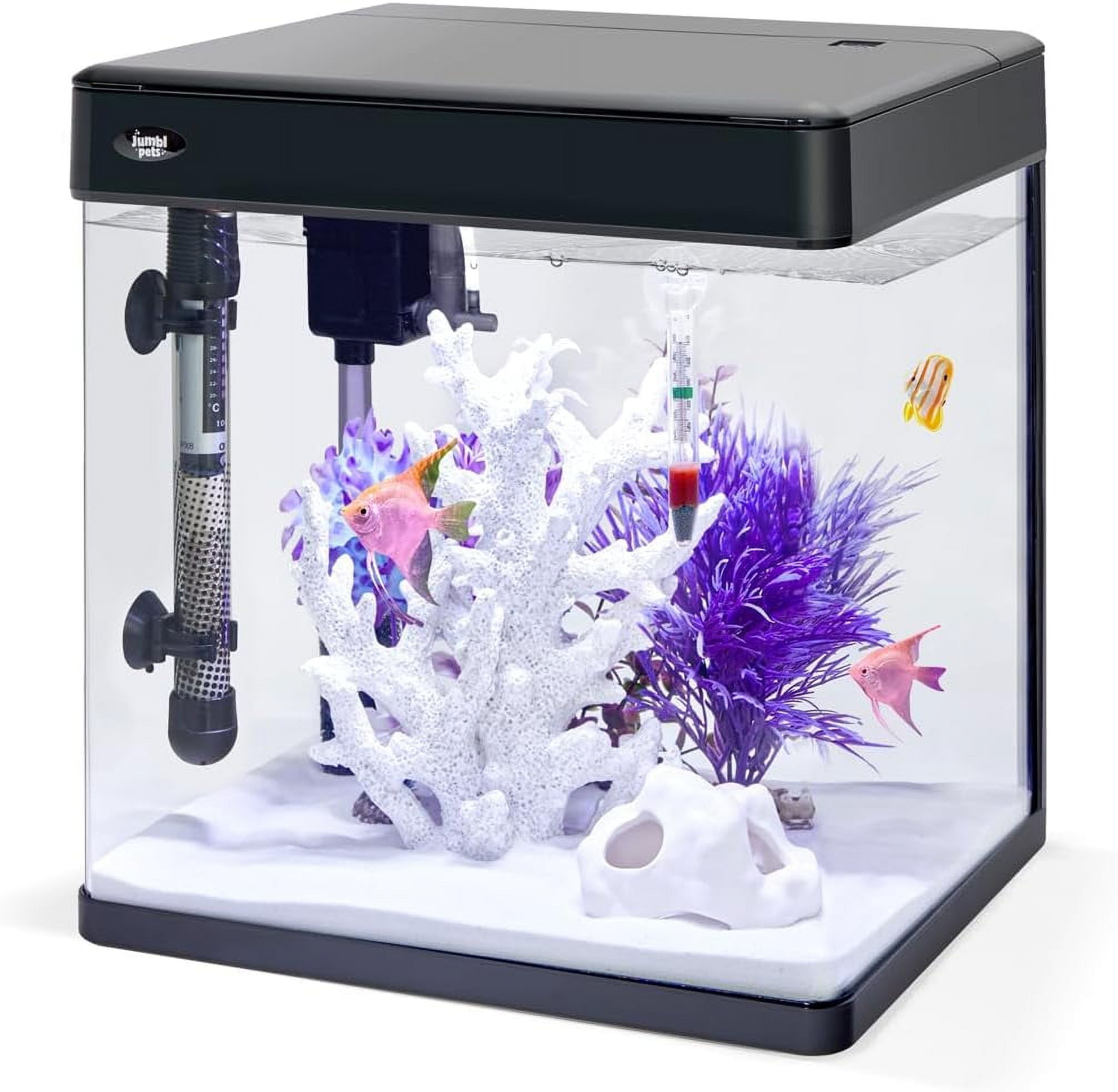 JumblPets 7Gallon Premium Fish Aquarium Starter Kit w/Glass Tank & LED Lights