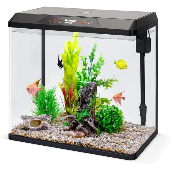 Curated visual reference: Low Light Friendly Fish For Beginners Reference: Jumblpets Starter Fish Aquarium Kit Beginner Glass Fish Tank Kit