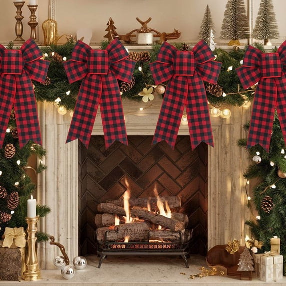 Jumbo 12 Inch Christmas Bows Bulk Pack - Premium Wired Ribbon Tree Topper & Gift Box Decorations for Indoor/Outdoor Holiday Decor (Classic Red)