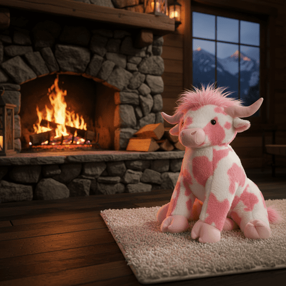 Jumbo 20 Inch Pink Cow Plush Animal: Sweet Highland Cow Design for Valentines Celebration