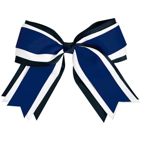 Jumbo 3 Color Hair Bow Navy