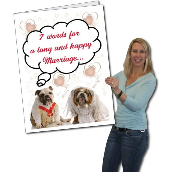 Jumbo 3 Foot Cute Bulldogs Wedding Greeting Card, Ships in a Jumbo Envelope