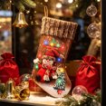 thumbnail image 1 of Jumbo 3D Christmas Stockings, Light‑up Christmas Stocking, Large Xmas Stocking with 3D Character Appliques & LED Lights, Vintage Hanging Gift Sack for Fireplace Mantel Home Holiday Decoration, 1 of 7