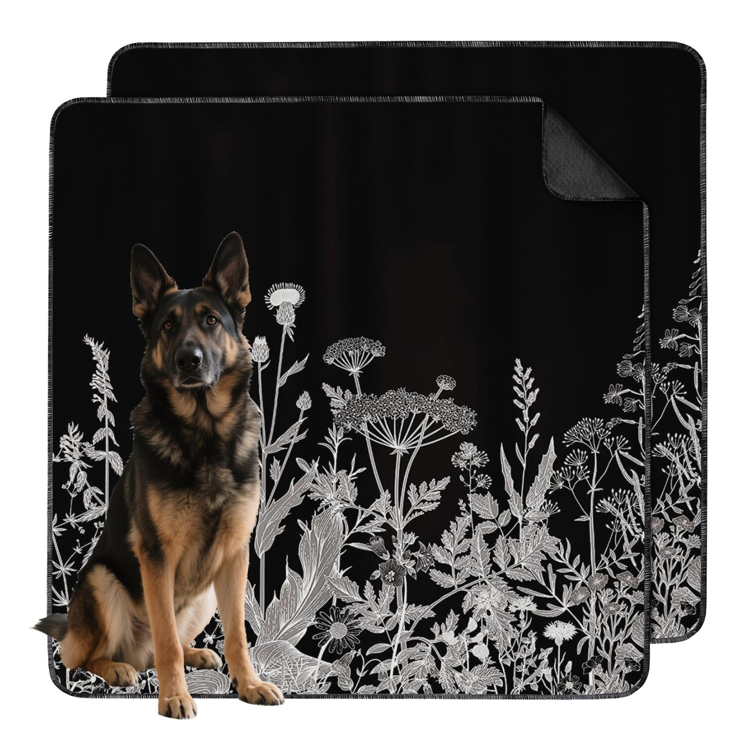Jumbo 48x48 Inch Reusable Dog Training Pad 2-Count, Super Absorbent Washable Puppy Training Mat, Leakproof & Skid-Resistant for Hardwood Floors, Floral