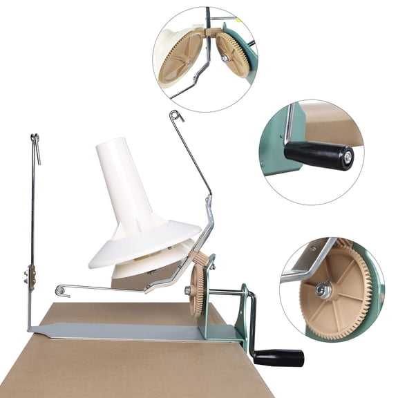 Jumbo 500g Yarn Ball Winder, Hand Operated Wool String Fiber Winder with Heavy Duty Cast Iron Base & Nylon Gears, Large Capacity Center-Pull Cake Maker for Knitting Crocheting Table Clamp Included